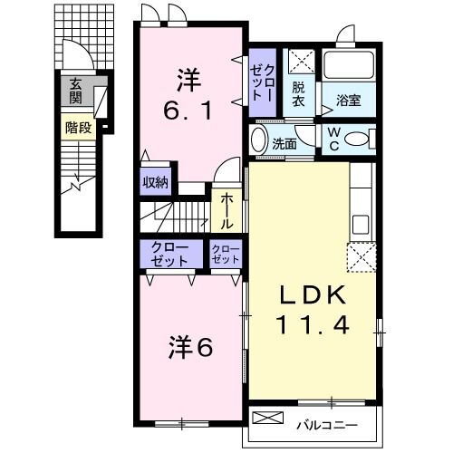 福岡県中間市岩瀬４ 中間駅 2LDK アパート 賃貸物件詳細