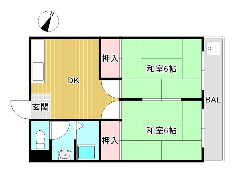 エクセル篠原 1階 2DK 賃貸物件詳細