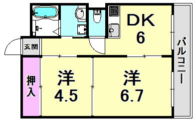 兵庫県西宮市門戸東町 門戸厄神駅 2DK マンション 賃貸物件詳細