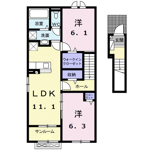 福井県大野市茜町 越前大野駅 2LDK アパート 賃貸物件詳細