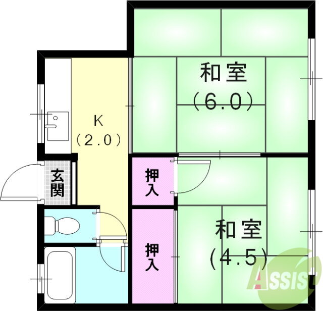 兵庫県神戸市長田区萩乃町２ 鵯越駅 2K アパート 賃貸物件詳細