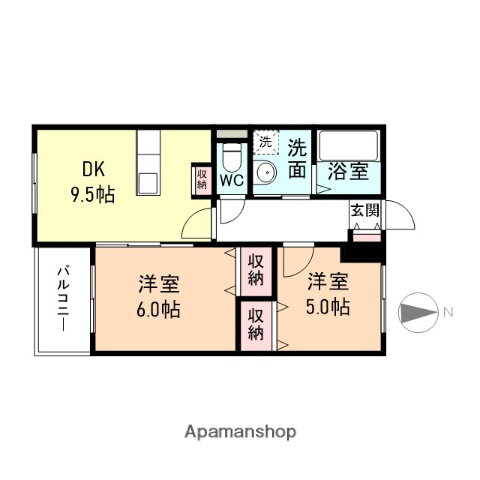 ペルレ平安 5階 2DK 賃貸物件詳細
