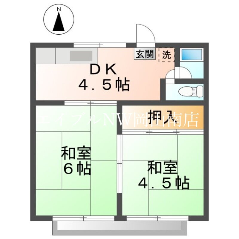 岡山県岡山市南区芳泉３ 岡山駅 2K アパート 賃貸物件詳細