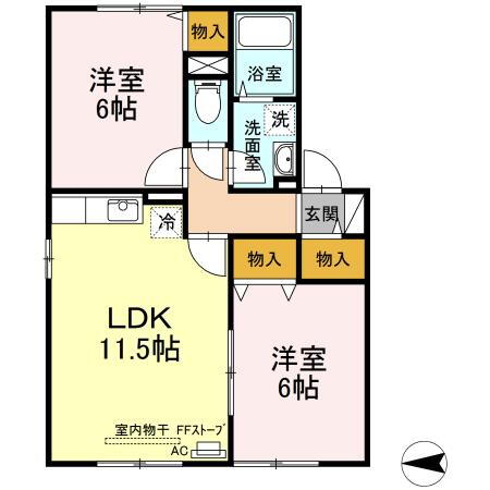 エスト筒井 1階 2LDK 賃貸物件詳細