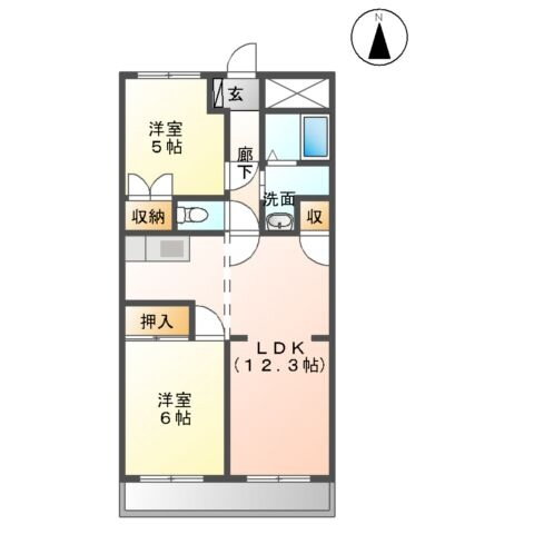 エクセレンスⅠ 2階 2LDK 賃貸物件詳細