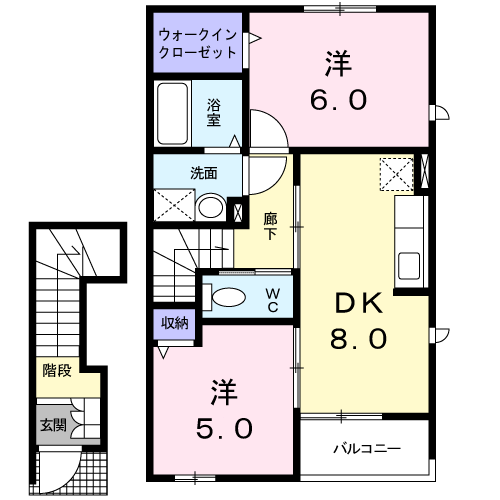 福島県いわき市内郷宮町金坂 いわき駅 2DK アパート 賃貸物件詳細