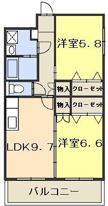 ラシーヌＩＩ 3階 2DK 賃貸物件詳細