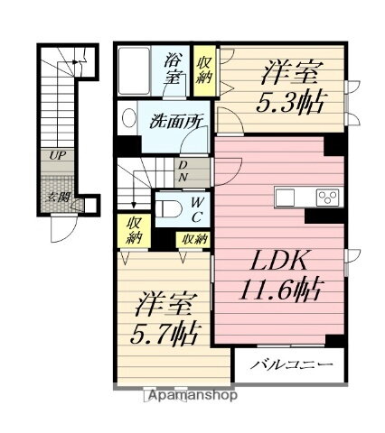 神奈川県大和市福田 高座渋谷駅 2LDK アパート 賃貸物件詳細
