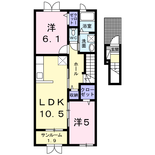 サンプラザ新崎Ａ 2階 2LDK 賃貸物件詳細