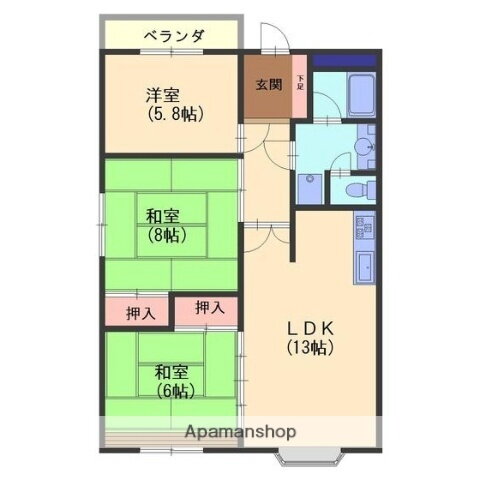 富山県富山市豊田本町２丁目 城川原駅 3LDK アパート 賃貸物件詳細