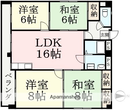 新田塚エンビイハイツ 1階 4LDK 賃貸物件詳細