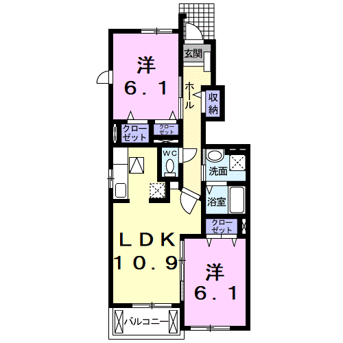 モンテローザⅡ 1階 2LDK 賃貸物件詳細