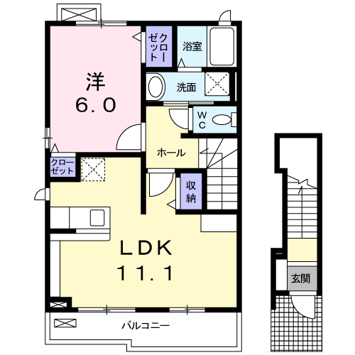 ラウンド・リバーⅠ 2階 1LDK 賃貸物件詳細