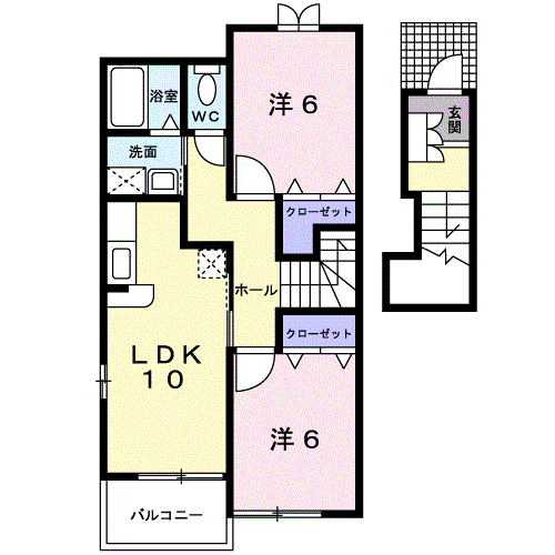 アヴェニール４ 2階 2LDK 賃貸物件詳細