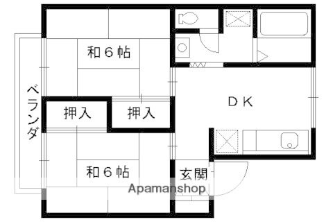 京都府京都市右京区北嵯峨名古曽町 嵯峨嵐山駅 2DK アパート 賃貸物件詳細