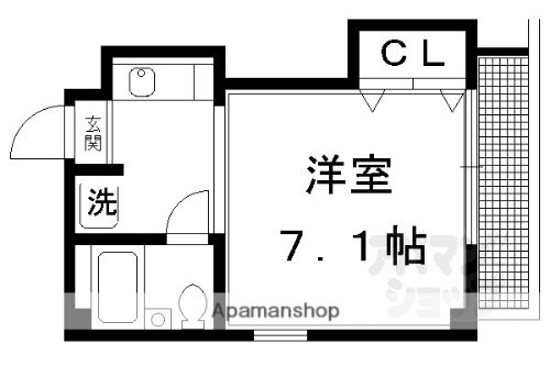 紫野上柏野町マンション 3階 1K 賃貸物件詳細