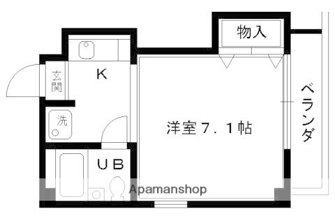 紫野上柏野町マンション 2階 1K 賃貸物件詳細