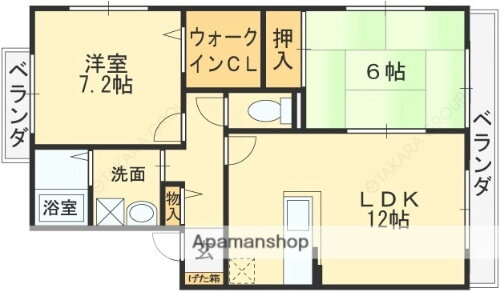 ハーモニーＢ棟 2階 2LDK 賃貸物件詳細