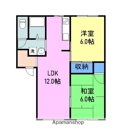 山口県岩国市川西２丁目 川西駅 2LDK アパート 賃貸物件詳細