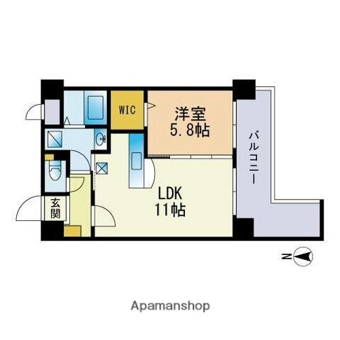 シャトーラフルール 4階 1LDK 賃貸物件詳細