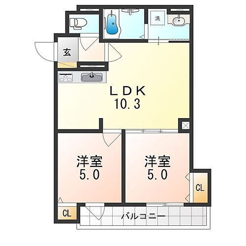 大阪府東大阪市御厨東2丁目 八戸ノ里駅 2LDK アパート 賃貸物件詳細