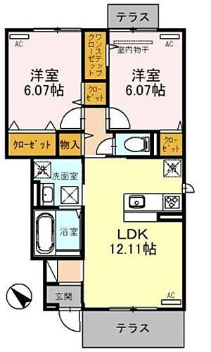 Ｎｅｗｄｏｒｆ弐番館 1階 2LDK 賃貸物件詳細