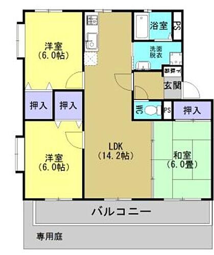 花の木二番館 1階 3LDK 賃貸物件詳細