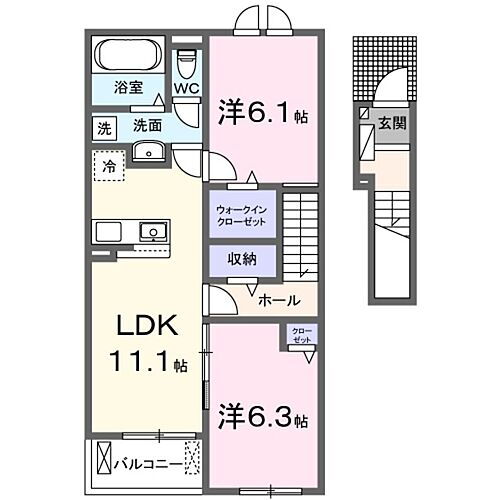 栃木県小山市大字雨ケ谷新田 小山駅 2LDK アパート 賃貸物件詳細