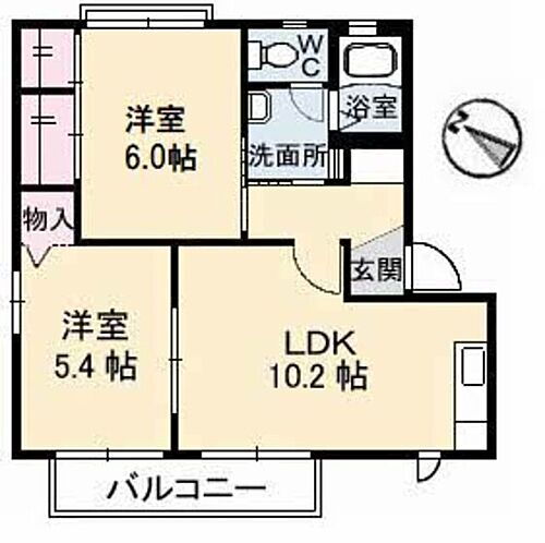 グリーンヴィレッジ　Ｂ棟 2階 2LDK 賃貸物件詳細