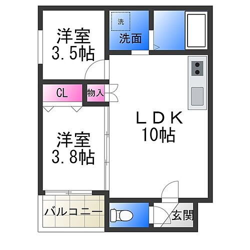 大阪府堺市堺区錦綾町2丁 浅香山駅 2LDK アパート 賃貸物件詳細
