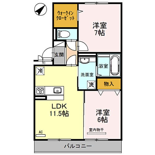 Ｄ－ｒｏｏｍパストラーレＩＩ 2階 2LDK 賃貸物件詳細