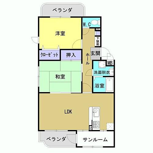 グランディール２１ 2階 2LDK 賃貸物件詳細