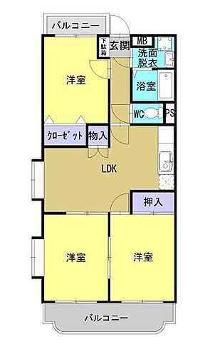 エクセルムラカミ 2階 3LDK 賃貸物件詳細
