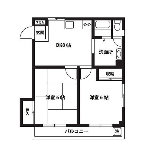サンシャインビル忠生 2階 2DK 賃貸物件詳細