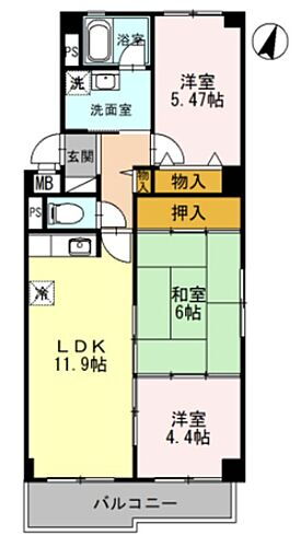 コーポ松苑 3階 3LDK 賃貸物件詳細