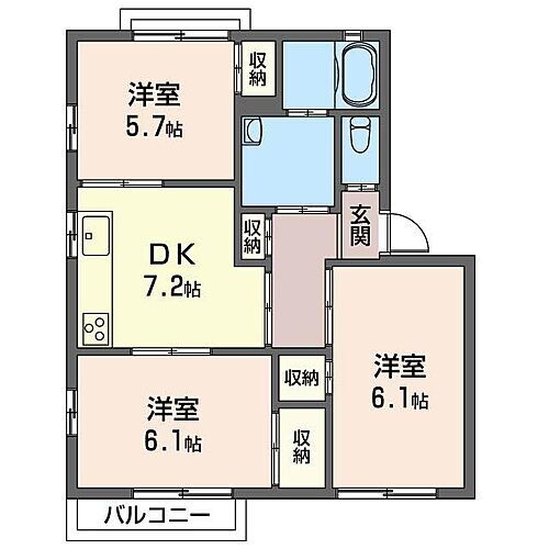 渡瀬ハイツ　Ｂ 2階 3DK 賃貸物件詳細