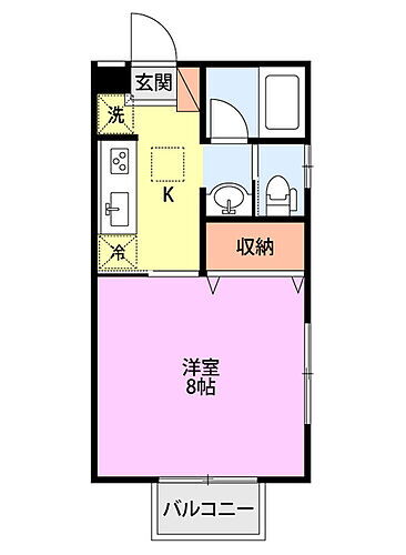 フォレストヒルズＢ 2階 1K 賃貸物件詳細
