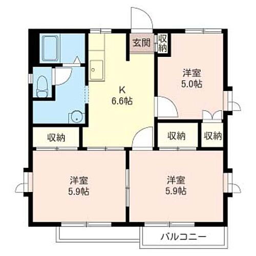 ヒルズ藤　Ｃ 2階 3DK 賃貸物件詳細