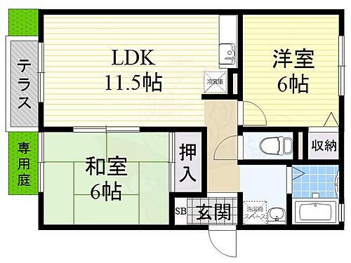 セピアコート　Ｂ棟 1階 2LDK 賃貸物件詳細