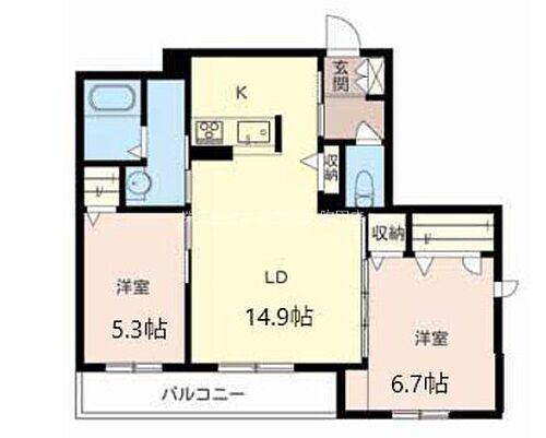 グランドゥール 2階 2LDK 賃貸物件詳細