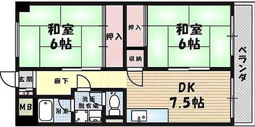 兵庫県尼崎市武庫之荘5丁目 武庫之荘駅 2DK マンション 賃貸物件詳細