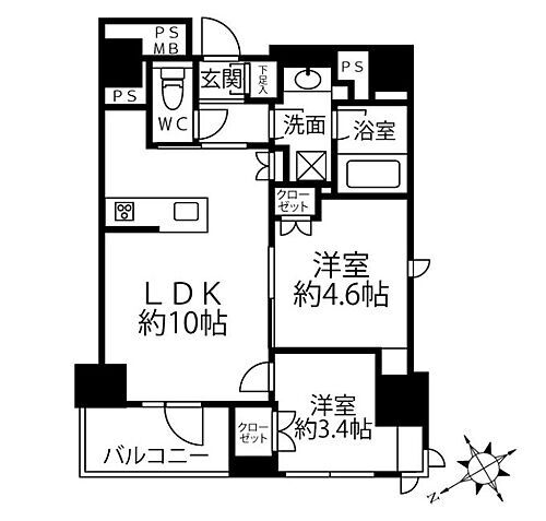 クリオラベルヴィ新富町 10階 2LDK 賃貸物件詳細