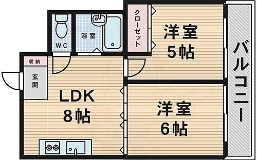 サンパレス２１刀根山 2階 2LDK 賃貸物件詳細