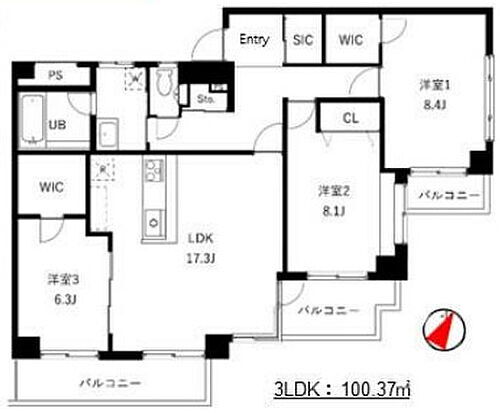 ＳＡＮＳＥＺＯＮ　Ｉ 5階 3LDK 賃貸物件詳細