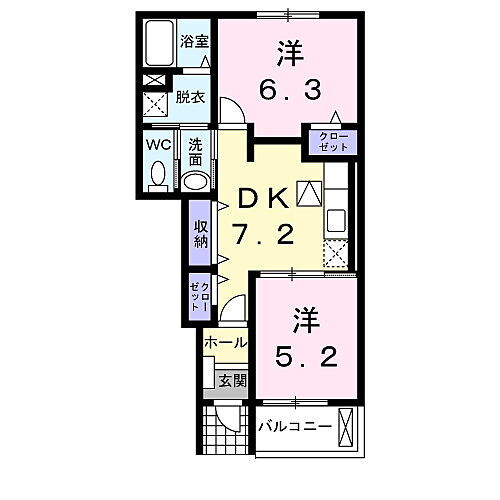 ハウスプリムローズ　ＩＩ 1階 2DK 賃貸物件詳細