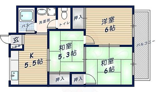 中津ハイツＢ棟 2階 3K 賃貸物件詳細