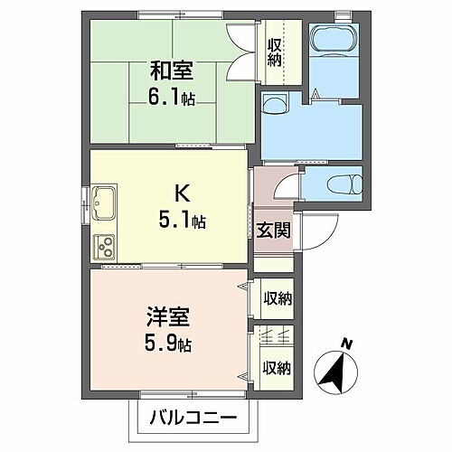 ハイツ・フローラル　Ａ棟 2階 2K 賃貸物件詳細