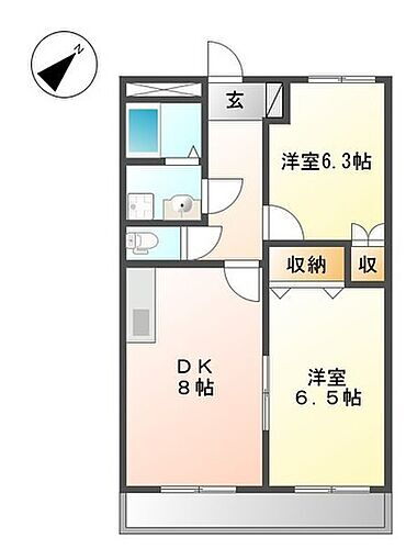 ラルーナ 2階 2DK 賃貸物件詳細