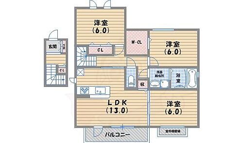 グリーンガーデンＡ棟 2階 3LDK 賃貸物件詳細