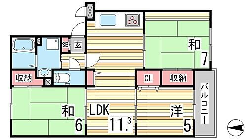 イーストヒルズ平野 2階 3LDK 賃貸物件詳細